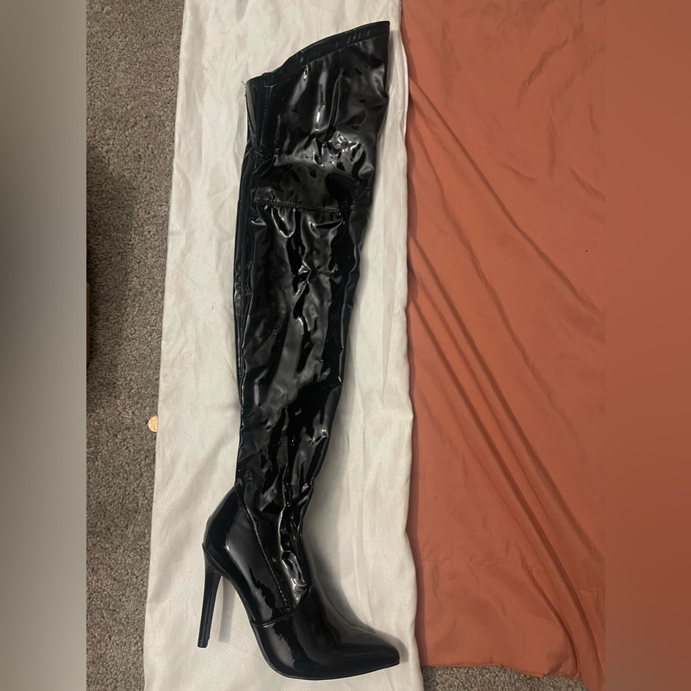 Faux Patent Leather Boots